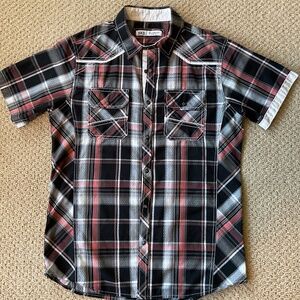 Men’s  BKE Standard Fit Snap Front Short Sleeve Western Shirt Size Medium